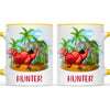 Personalised T-Rex Dinosaur Mug - Custom Name Kids Cup - Prehistoric Jungle Theme - Ceramic or Enamel - 11oz, 6oz, or Camping Mug - NZ Made
