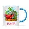 Personalised T-Rex Dinosaur Mug - Custom Name Kids Cup - Prehistoric Jungle Theme - Ceramic or Enamel - 11oz, 6oz, or Camping Mug - NZ Made