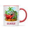 Personalised T-Rex Dinosaur Mug - Custom Name Kids Cup - Prehistoric Jungle Theme - Ceramic or Enamel - 11oz, 6oz, or Camping Mug - NZ Made