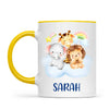 Personalised Safari Animals Mug - Custom Name Kids Cup - Cute Jungle Friends Theme - Ceramic or Enamel - 11oz, 6oz, or Camping Mug - NZ Made