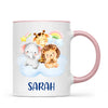 Personalised Safari Animals Mug - Custom Name Kids Cup - Cute Jungle Friends Theme - Ceramic or Enamel - 11oz, 6oz, or Camping Mug - NZ Made
