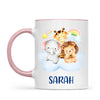 Personalised Safari Animals Mug - Custom Name Kids Cup - Cute Jungle Friends Theme - Ceramic or Enamel - 11oz, 6oz, or Camping Mug - NZ Made