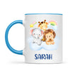 Personalised Safari Animals Mug - Custom Name Kids Cup - Cute Jungle Friends Theme - Ceramic or Enamel - 11oz, 6oz, or Camping Mug - NZ Made