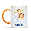 Personalised Safari Animals Mug - Custom Name Kids Cup - Cute Jungle Friends Theme - Ceramic or Enamel - 11oz, 6oz, or Camping Mug - NZ Made