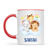 Personalised Safari Animals Mug - Custom Name Kids Cup - Cute Jungle Friends Theme - Ceramic or Enamel - 11oz, 6oz, or Camping Mug - NZ Made