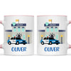Personalised Police Car Mug - Custom Name Kids Cup - Law Enforcement Theme - Ceramic or Enamel - 11oz, 6oz, or Camping Mug - NZ Made
