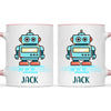Personalised Robot Mug - Custom Name Kids Cup - Futuristic Tech Theme - Ceramic or Enamel - 11oz, 6oz, or Camping Mug - NZ Made