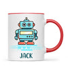 Personalised Robot Mug - Custom Name Kids Cup - Futuristic Tech Theme - Ceramic or Enamel - 11oz, 6oz, or Camping Mug - NZ Made