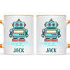 Personalised Robot Mug - Custom Name Kids Cup - Futuristic Tech Theme - Ceramic or Enamel - 11oz, 6oz, or Camping Mug - NZ Made