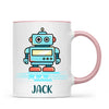 Personalised Robot Mug - Custom Name Kids Cup - Futuristic Tech Theme - Ceramic or Enamel - 11oz, 6oz, or Camping Mug - NZ Made