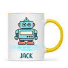Personalised Robot Mug - Custom Name Kids Cup - Futuristic Tech Theme - Ceramic or Enamel - 11oz, 6oz, or Camping Mug - NZ Made