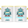 Personalised Robot Mug - Custom Name Kids Cup - Futuristic Tech Theme - Ceramic or Enamel - 11oz, 6oz, or Camping Mug - NZ Made