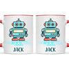Personalised Robot Mug - Custom Name Kids Cup - Futuristic Tech Theme - Ceramic or Enamel - 11oz, 6oz, or Camping Mug - NZ Made