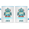 Personalised Robot Mug - Custom Name Kids Cup - Futuristic Tech Theme - Ceramic or Enamel - 11oz, 6oz, or Camping Mug - NZ Made