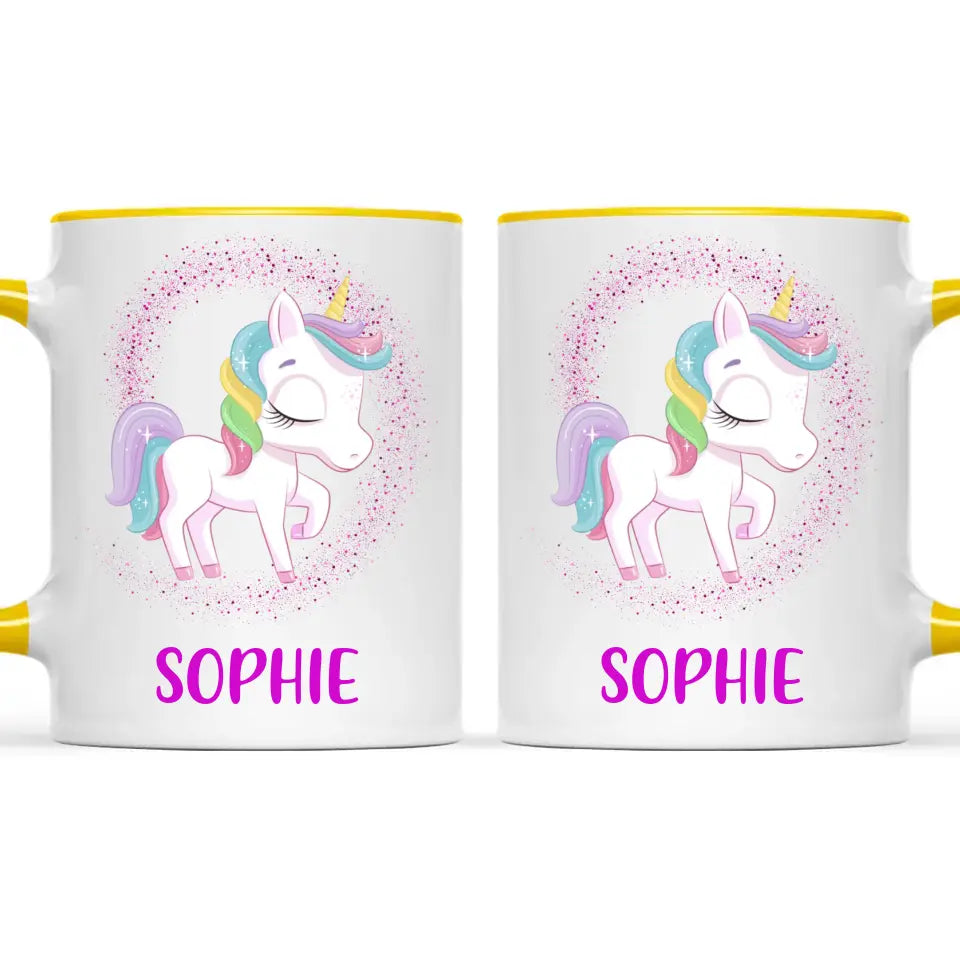 Personalised Unicorn Mug - Custom Name Kids Cup - Magical Rainbow Unicorn Theme - Ceramic or Enamel - 11oz, 6oz, or Camping Mug - NZ Made