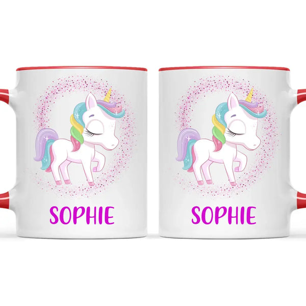 Personalised Unicorn Mug - Custom Name Kids Cup - Magical Rainbow Unicorn Theme - Ceramic or Enamel - 11oz, 6oz, or Camping Mug - NZ Made