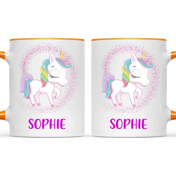 Personalised Unicorn Mug - Custom Name Kids Cup - Magical Rainbow Unicorn Theme - Ceramic or Enamel - 11oz, 6oz, or Camping Mug - NZ Made