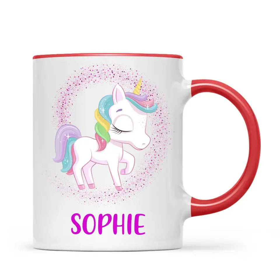 Personalised Unicorn Mug - Custom Name Kids Cup - Magical Rainbow Unicorn Theme - Ceramic or Enamel - 11oz, 6oz, or Camping Mug - NZ Made