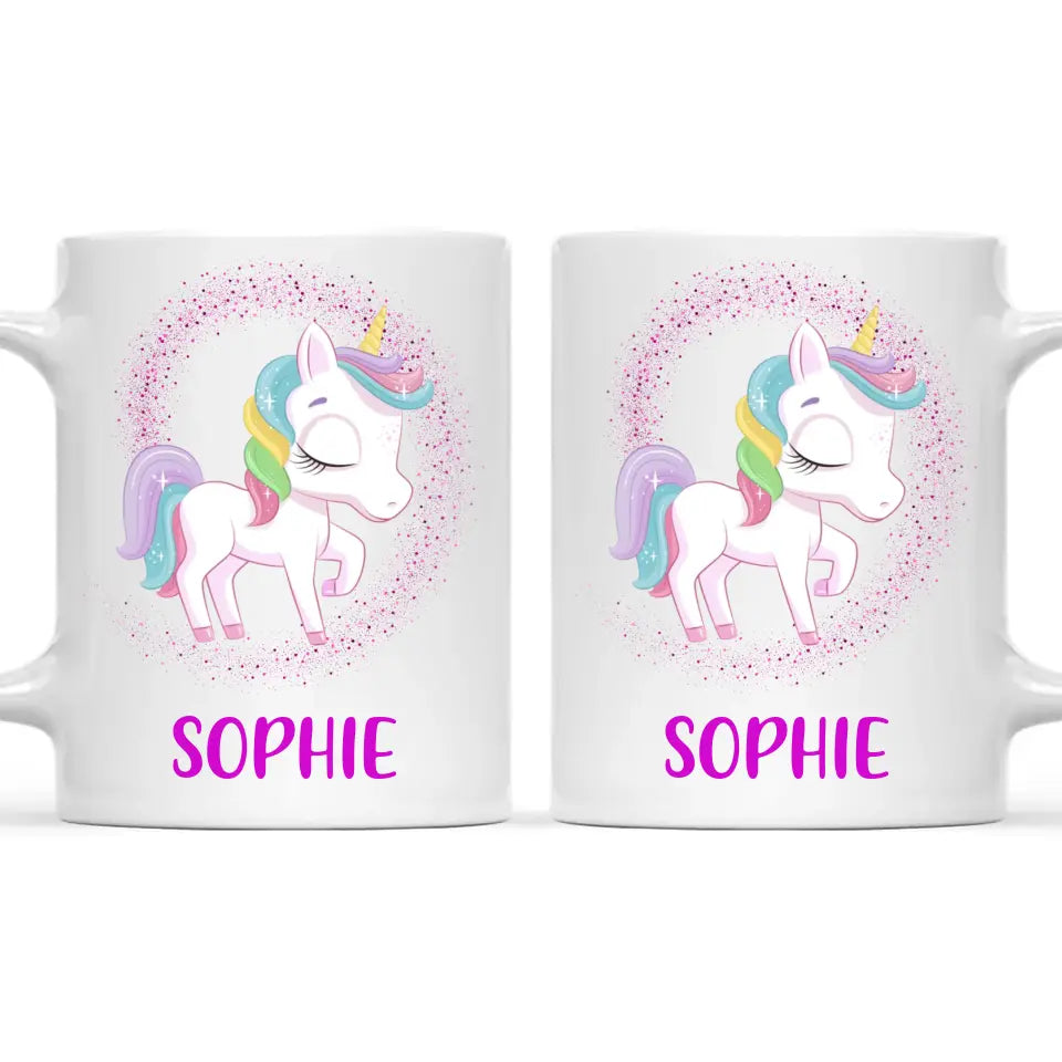 Personalised Unicorn Mug - Custom Name Kids Cup - Magical Rainbow Unicorn Theme - Ceramic or Enamel - 11oz, 6oz, or Camping Mug - NZ Made