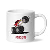 Personalised with Name, Red Monster Truck Kids Mug – Customised Off-Road Big Wheels Cup for Children – Available in 11oz, 6oz & Enamel Options