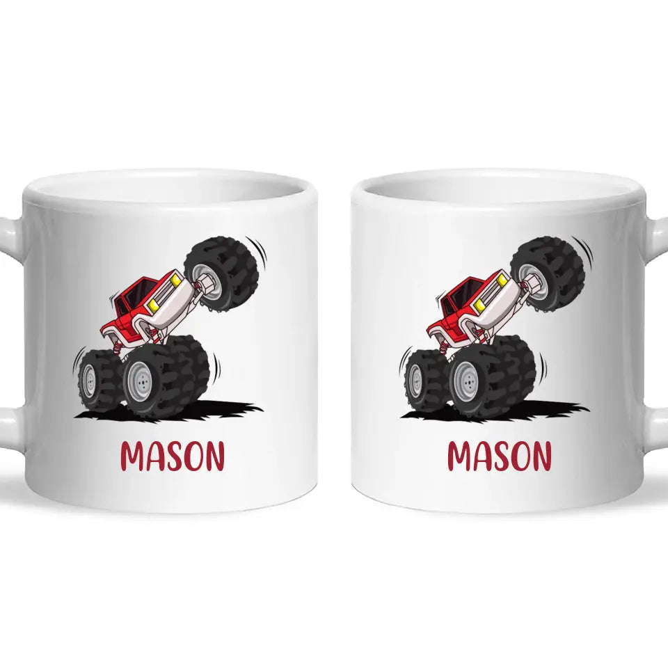 Roaring Monster Truck-Personalised Kids Mug