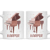Personalised Piano Mug - Custom Name Kids Cup - Music Lover Gift - Grand Piano Theme - Ceramic or Enamel - 11oz, 6oz, or Camping Mug - NZ Made