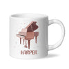 Personalised Piano Mug - Custom Name Kids Cup - Music Lover Gift - Grand Piano Theme - Ceramic or Enamel - 11oz, 6oz, or Camping Mug - NZ Made