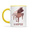 Personalised Piano Mug - Custom Name Kids Cup - Music Lover Gift - Grand Piano Theme - Ceramic or Enamel - 11oz, 6oz, or Camping Mug - NZ Made