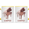 Personalised Piano Mug - Custom Name Kids Cup - Music Lover Gift - Grand Piano Theme - Ceramic or Enamel - 11oz, 6oz, or Camping Mug - NZ Made