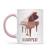 Personalised Piano Mug - Custom Name Kids Cup - Music Lover Gift - Grand Piano Theme - Ceramic or Enamel - 11oz, 6oz, or Camping Mug - NZ Made