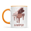 Personalised Piano Mug - Custom Name Kids Cup - Music Lover Gift - Grand Piano Theme - Ceramic or Enamel - 11oz, 6oz, or Camping Mug - NZ Made