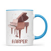 Personalised Piano Mug - Custom Name Kids Cup - Music Lover Gift - Grand Piano Theme - Ceramic or Enamel - 11oz, 6oz, or Camping Mug - NZ Made