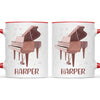 Personalised Piano Mug - Custom Name Kids Cup - Music Lover Gift - Grand Piano Theme - Ceramic or Enamel - 11oz, 6oz, or Camping Mug - NZ Made