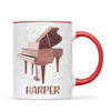 Personalised Piano Mug - Custom Name Kids Cup - Music Lover Gift - Grand Piano Theme - Ceramic or Enamel - 11oz, 6oz, or Camping Mug - NZ Made