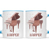 Personalised Piano Mug - Custom Name Kids Cup - Music Lover Gift - Grand Piano Theme - Ceramic or Enamel - 11oz, 6oz, or Camping Mug - NZ Made