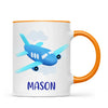 Personalised Aeroplane Mug - Custom Name Kids Cup - Blue Airplane Theme - Ceramic or Enamel - 11oz, 6oz, or Camping Mug - NZ Made