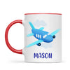 Personalised Aeroplane Mug - Custom Name Kids Cup - Blue Airplane Theme - Ceramic or Enamel - 11oz, 6oz, or Camping Mug - NZ Made