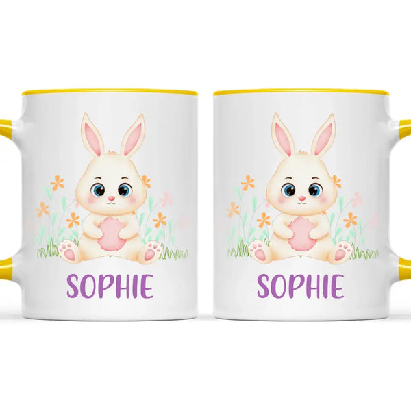 Personalised Bunny Mug - Custom Name Kids Cup - Cute Rabbit Design - 11oz or 6oz - NZ Made