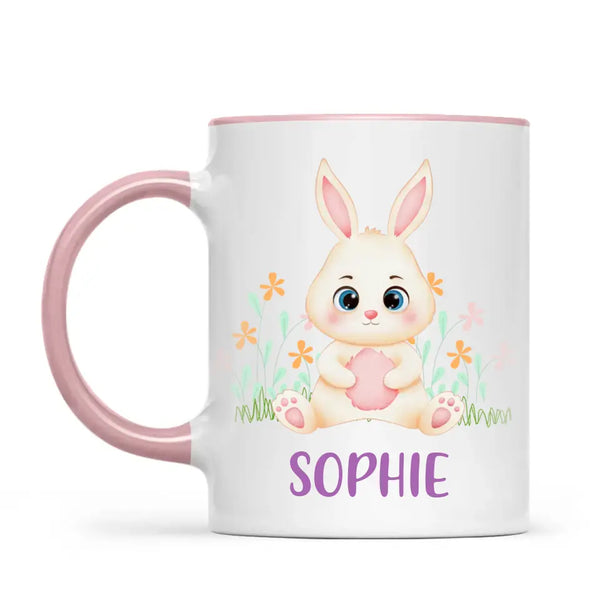 Personalised Bunny Mug - Custom Name Kids Cup - Cute Rabbit Design - 11oz or 6oz - NZ Made