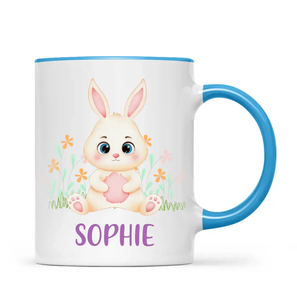 Personalised Bunny Mug - Custom Name Kids Cup - Cute Rabbit Design - 11oz or 6oz - NZ Made