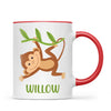 Personalised Monkey Mug - Custom Name Kids Cup - Cute Jungle Animal Design - 11oz or 6oz - NZ Made