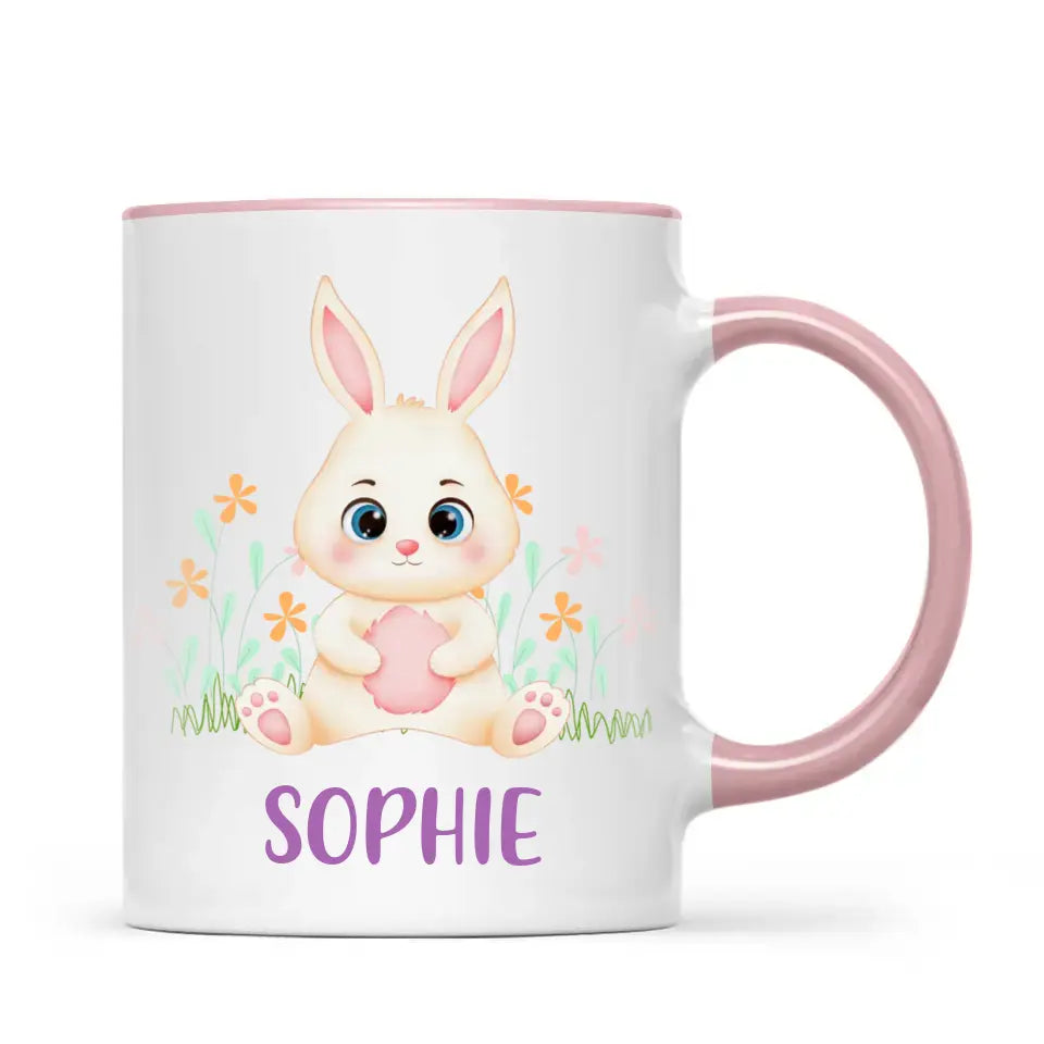 Personalised Bunny Mug - Custom Name Kids Cup - Cute Rabbit Design - 11oz or 6oz - NZ Made