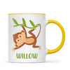 Personalised Monkey Mug - Custom Name Kids Cup - Cute Jungle Animal Design - 11oz or 6oz - NZ Made