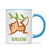 Personalised Monkey Mug - Custom Name Kids Cup - Cute Jungle Animal Design - 11oz or 6oz - NZ Made