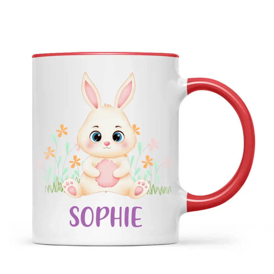 Personalised Bunny Mug - Custom Name Kids Cup - Cute Rabbit Design - 11oz or 6oz - NZ Made