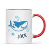 Personalised Shark Mug - Custom Name Kids Cup - Fun Ocean Shark Design - 11oz or 6oz - NZ Made
