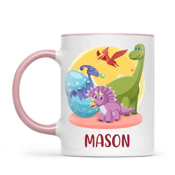 Personalised Dinosaur Mug - Custom Name Kids Cup - Fun Dino Theme - Ceramic or Enamel - 11oz, 6oz, or Camping Mug - NZ Made