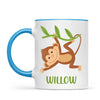 Personalised Monkey Mug - Custom Name Kids Cup - Cute Jungle Animal Design - 11oz or 6oz - NZ Made