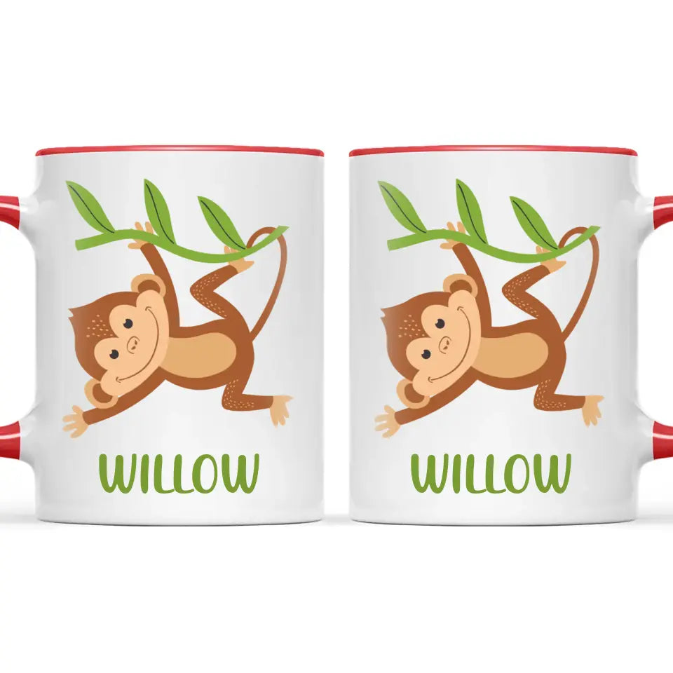 Personalised Monkey Mug - Custom Name Kids Cup - Cute Jungle Animal Design - 11oz or 6oz - NZ Made
