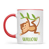 Personalised Monkey Mug - Custom Name Kids Cup - Cute Jungle Animal Design - 11oz or 6oz - NZ Made